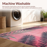 Ultra Soft Area Rug, Non Slip, Stain Resistant, Washable Area Rugs for Living Room, Bedroom, Chic Contemporary Floral Embellishment(Pink)