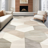 Ultra Soft Area Rug, Non Slip, Stain Resistant, Washable Area Rugs for Living Room, Bedroom, Contemporary Handcrafted Area with Interlocking Hexagon(Beige)