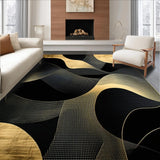 Ultra Soft Area Rug, Non Slip, Stain Resistant, Washable Area Rugs for Living Room, Bedroom, Stylish Monochrome Modern Artistry(Gold)
