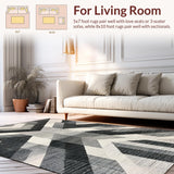 Ultra Soft Area Rug, Non Slip, Stain Resistant, Washable Area Rugs for Living Room, Bedroom, Entry Rug: Woven Graphic Lines Floor Art Doormat(Gray)