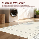 Ultra Soft Area Rug, Non Slip, Stain Resistant, Washable Area Rugs for Living Room, Bedroom, Stylish Linear Cream Trellis Motif(Beige)
