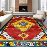 Ultra Soft Area Rug, Non Slip, Stain Resistant, Washable Area Rugs for Living Room, Bedroom, Tribal Multi-Color Living Room Wool Carpet(White)
