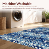 Ultra Soft Area Rug, Non Slip, Stain Resistant, Washable Area Rugs for Living Room, Bedroom, Elegant Blue and White Balcony Carpet(Blue)