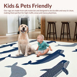 Ultra Soft Area Rug, Non Slip, Stain Resistant, Washable Area Rugs for Living Room, Bedroom, Coastal Grey Whale Artistry(White)