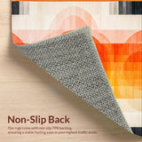 Ultra Soft Area Rug, Non Slip, Stain Resistant, Washable Area Rugs for Living Room, Bedroom, Chic Minimalist Curved Lines(Orange)