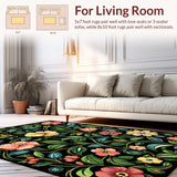 Ultra Soft Area Rug, Non Slip, Stain Resistant, Washable Area Rugs for Living Room, Bedroom, Maximalist Botanical Bloom Composition(Red)