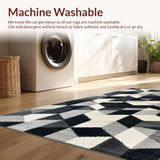 Ultra Soft Area Rug, Non Slip, Stain Resistant, Washable Area Rugs for Living Room, Bedroom, Non-Shedding Minimalist Home Office Geometric Carpet(Gray)