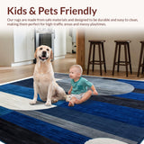 Ultra Soft Area Rug, Non Slip, Stain Resistant, Washable Area Rugs for Living Room, Bedroom, Abstract Circle Carpet(Blue)