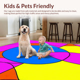 Ultra Soft Area Rug, Non Slip, Stain Resistant, Washable Area Rugs for Living Room, Bedroom, Classic Abstract Square Carpet(Pink)