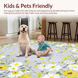 Ultra Soft Area Rug, Non Slip, Stain Resistant, Washable Area Rugs for Living Room, Bedroom, Whimsical Light Gray Petals(Gray)