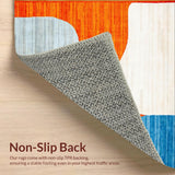 Modern Abstract Area Blue & Orange Woven Design(Orange)