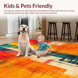 Ultra Soft Area Rug, Non Slip, Stain Resistant, Washable Area Rugs for Living Room, Bedroom, Energetic Modern Artistic Vortex(Yellow)