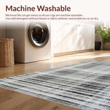 Ultra Soft Area Rug, Non Slip, Stain Resistant, Washable Area Rugs for Living Room, Bedroom, Black White Striped Floor Rug, Refined Style(Black)