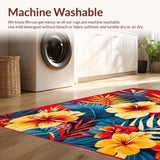 Ultra Soft Area Rug, Non Slip, Stain Resistant, Washable Area Rugs for Living Room, Bedroom, Contemporary Bright Nature Print(Red)