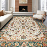 Ultra Soft Area Rug, Non Slip, Stain Resistant, Washable Area Rugs for Living Room, Bedroom, Elegant Neutral Floral Arrangement(Ivory)