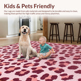 Ultra Soft Area Rug, Non Slip, Stain Resistant, Washable Area Rugs for Living Room, Bedroom, Contemporary Animal Print Living Room Carpet(Pink)
