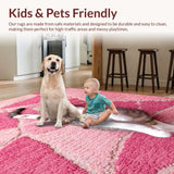 Ultra Soft Area Rug, Non Slip, Stain Resistant, Washable Area Rugs for Living Room, Bedroom, Modern Washable Cartoon Cat Playroom Carpet(Pink)