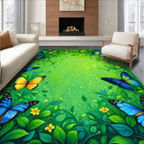Ultra Soft Area Rug, Non Slip, Stain Resistant, Washable Area Rugs for Living Room, Bedroom, Whimsical Green Insect Patterned Piece(Green)