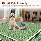 Beige Ground Green Intricate Diamond Lattice Design(Green)