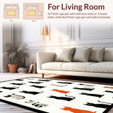Ultra Soft Area Rug, Non Slip, Stain Resistant, Washable Area Rugs for Living Room, Bedroom, Elegant Vintage Cat Artistry(White)