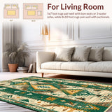 Ultra Soft Area Rug, Non Slip, Stain Resistant, Washable Area Rugs for Living Room, Bedroom, Southwestern Green Tan Kitchen Washable Runner Rug(Green)
