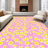 Ultra Soft Area Rug, Non Slip, Stain Resistant, Washable Area Rugs for Living Room, Bedroom, Bright Floral Patterned Elegance(Pink)