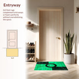 Ultra Soft Area Rug, Non Slip, Stain Resistant, Washable Area Rugs for Living Room, Bedroom, Stylish Green and White Twisted Design(Green)