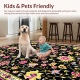 Ultra Soft Area Rug, Non Slip, Stain Resistant, Washable Area Rugs for Living Room, Bedroom, Vibrant Pink and Black Trellis Style(Black)