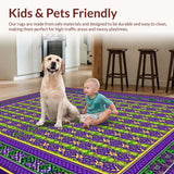 Ultra Soft Area Rug, Non Slip, Stain Resistant, Washable Area Rugs for Living Room, Bedroom, Cheerful Ogee Decorative Elements(Purple)