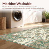 Ultra Soft Area Rug, Non Slip, Stain Resistant, Washable Area Rugs for Living Room, Bedroom, Unique Vintage Area with Elegant Damask(Ivory)