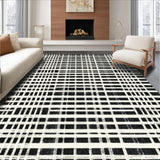 Ultra Soft Area Rug, Non Slip, Stain Resistant, Washable Area Rugs for Living Room, Bedroom, Modern Geometric Rug Black White Design for Use(Black)