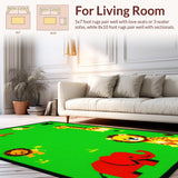 Ultra Soft Area Rug, Non Slip, Stain Resistant, Washable Area Rugs for Living Room, Bedroom, Playful Animal Alphabetic Pattern(Green)