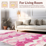Ultra Soft Area Rug, Non Slip, Stain Resistant, Washable Area Rugs for Living Room, Bedroom, Aesthetic Scalloped Bow Rug with Graceful Loops and Soft Pink(Pink)