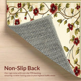 Ultra Soft Area Rug, Non Slip, Stain Resistant, Washable Area Rugs for Living Room, Bedroom, Artisan Geo Flora Area with Rich Burgundy Olive and Beige Accents(Beige)