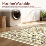 Ultra Soft Area Rug, Non Slip, Stain Resistant, Washable Area Rugs for Living Room, Bedroom, Elegant Medallion Design Area Non Slip Runner for Any Space(Beige)