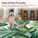 Ultra Soft Area Rug, Non Slip, Stain Resistant, Washable Area Rugs for Living Room, Bedroom, Serene Botanical Illustration Style(Green)