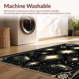 Ultra Soft Area Rug, Non Slip, Stain Resistant, Washable Area Rugs for Living Room, Bedroom, Boho Celestial Black Bedroom Meditation Rug(Black)