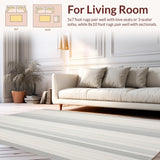 Ultra Soft Area Rug, Non Slip, Stain Resistant, Washable Area Rugs for Living Room, Bedroom, Minimalist Bath Area Greige Stripe Design(Gray)