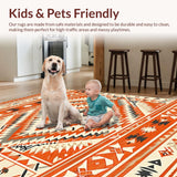 Ultra Soft Area Rug, Non Slip, Stain Resistant, Washable Area Rugs for Living Room, Bedroom, Trendy Earthy Geometric Aesthetics(Orange)