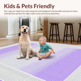 Ultra Soft Area Rug, Non Slip, Stain Resistant, Washable Area Rugs for Living Room, Bedroom, Chic Pastel Dotted Border Aesthetic(Purple)