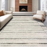 Ultra Soft Area Rug, Non Slip, Stain Resistant, Washable Area Rugs for Living Room, Bedroom, Contemporary Black & White Band Pattern Rug with Precision Striped Motifs(Black)
