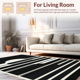 Ultra Soft Area Rug, Non Slip, Stain Resistant, Washable Area Rugs for Living Room, Bedroom, Artisan Woven Contrasting Striped Rug For Chic Layered Entryway Decor(Black)