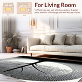 Ultra Soft Area Rug, Non Slip, Stain Resistant, Washable Area Rugs for Living Room, Bedroom, Modern Tree Print Round Carpet(Black)