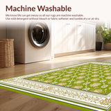 Ultra Soft Area Rug, Non Slip, Stain Resistant, Washable Area Rugs for Living Room, Bedroom, Olive Grove Green Beige Low Pile Vintage(Green)