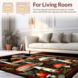 Ultra Soft Area Rug, Non Slip, Stain Resistant, Washable Area Rugs for Living Room, Bedroom, Vintage Forest Foliage Aesthetic(Red)