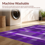 Ultra Soft Area Rug, Non Slip, Stain Resistant, Washable Area Rugs for Living Room, Bedroom, Stylish Non-Traditional Checker Motif(Purple)