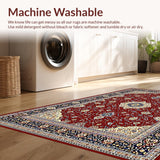 Ultra Soft Area Rug, Non Slip, Stain Resistant, Washable Area Rugs for Living Room, Bedroom, Charming Earthy Textured Elements(Red)