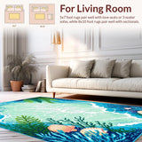 Ultra Soft Area Rug, Non Slip, Stain Resistant, Washable Area Rugs for Living Room, Bedroom, Coastal Vibrant Starfish Motif(Blue)