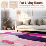 Ultra Soft Area Rug, Non Slip, Stain Resistant, Washable Area Rugs for Living Room, Bedroom, Artistic Washable Area Rug Featuring Soft Pinks and Deep Purples(Pink)