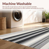 Ultra Soft Area Rug, Non Slip, Stain Resistant, Washable Area Rugs for Living Room, Bedroom, Minimalist Layered Stripe Pattern Rug with Crisp Black and White Color Blocks(Gray)